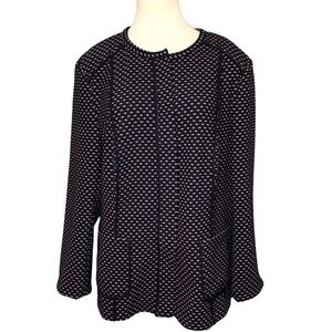 Basler Womens Cardigan Jacket Sz 44/L Black Red Textured Jersey Knit Classic Top